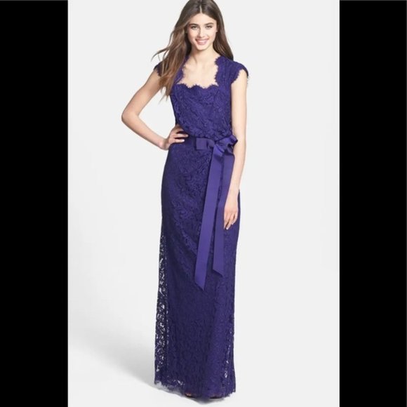Tadashi Shoji Dresses & Skirts - Tadashi Shoji Royal Purple Lace Special Occasion Gown Formal Dress Size 4